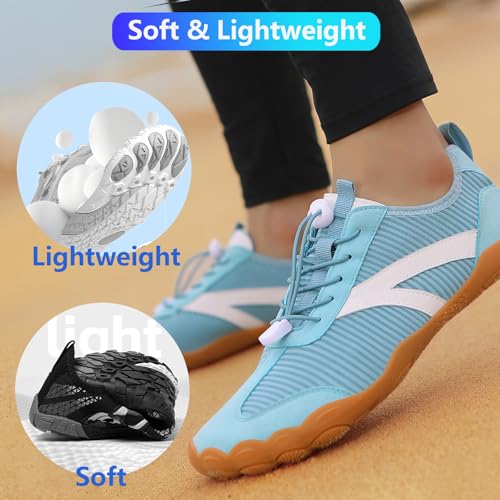 Image of Beach Water Shoes for Women Men Quick Dry Non-Slip Wide Toe Hike Barefoot Footwear for Beach Pool Aqua Swim Surf Walk