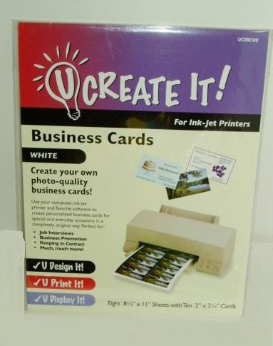 U Create It! White Photo Quality BUSINESS CARDS for Ink Jet Printers