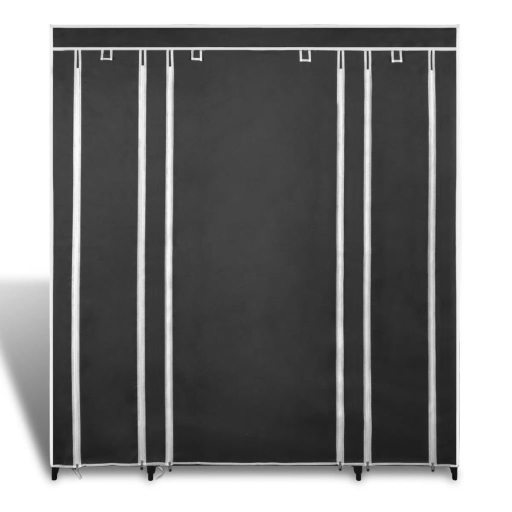 Tidyard Armoire Portative (avec Compartiments et tiges) en Tissu Non-tissé Durable et Pratique 45 x 150 x 176 cm Noir