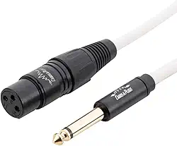 Cabo P10 Mono TS - XLR Fêmea fio branco, marca Cabos & Plugs cobre OFC conector banhado a ouro, para instrumentos musicais (1UN, 50cm)