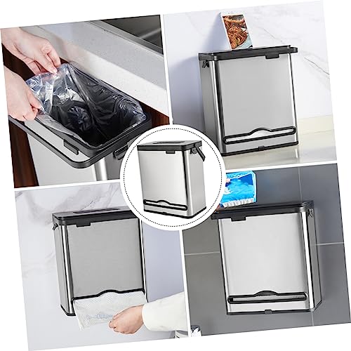 Caneca de basura rectangular para colgar de acero inoxidable miniatura 2