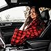 Camco Car & RV Heated Travel Blanket - Electric Blanket Features 7-Ft Power Cord Compatible w/Vehicle 12V Power Outlets - Measures 59” x 43” - Polar Fleece w/Red & Black Plaid Design (42804)