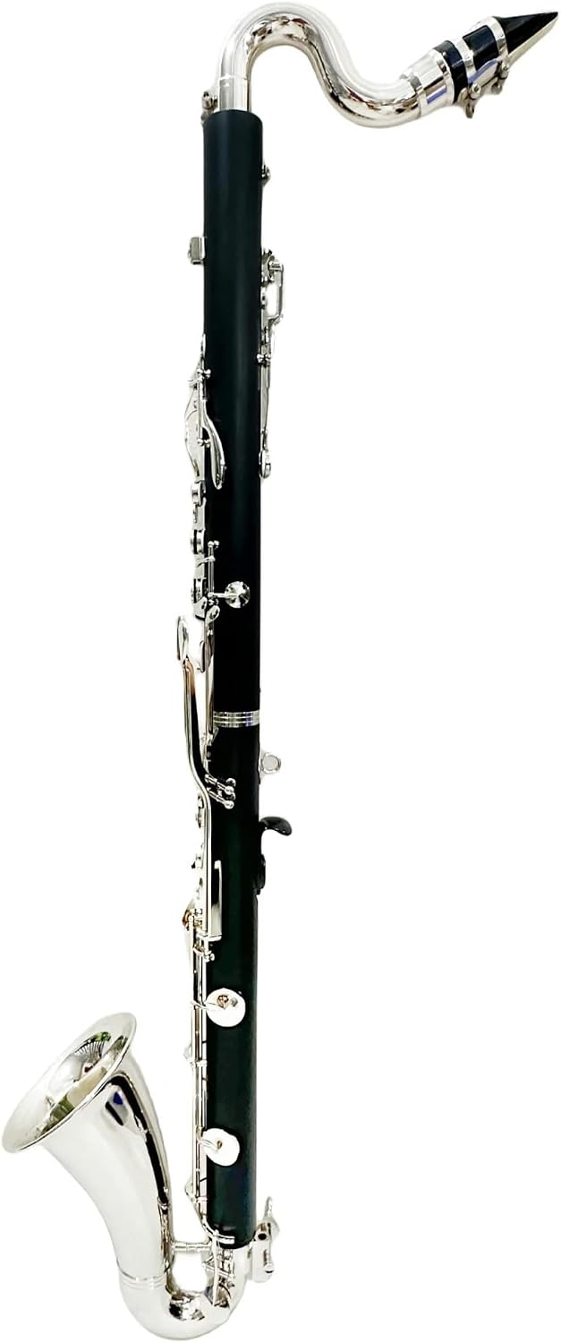 セット 銀メッキキー バスクラリネット LOW EBb チューニング ブラックチューブクラリネット ABS クラリネッ 【ニッケルメッキキークラリネット】