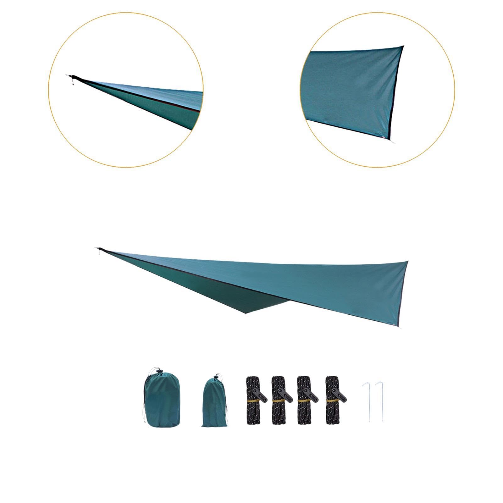 MYCENSE Camping Tarp Hammock Canopy Lightweight Sun Protection Large Tent Tarp Rain Awning for Backyard Outdoor Beach Travel Fishing, Dark Green