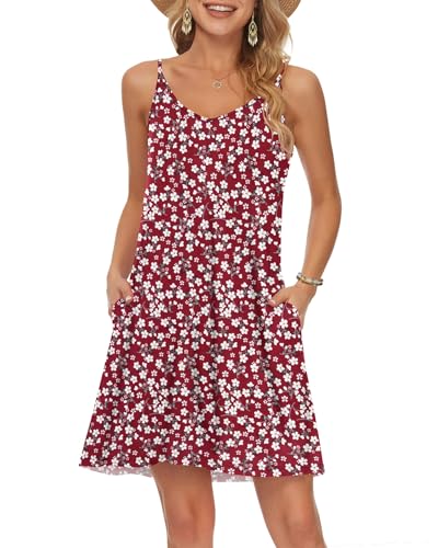 Image of MISFAY Women's Spaghetti Strap Beach Cover Up Dress with Pockets