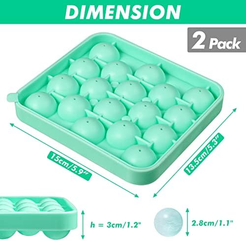 Webake 2 Pack Silicone Round Ice Cube Molds, 1.1 Inch Ice Ball Maker Easy Release Silicone Circle Ice Cube Tray Making 36PCS Sphere Ice for Chilling Cocktail Tea Coffee Green - Thumbnail 2