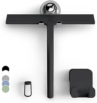 GÜTEWERK Shower Squeegee for Glass Doors, Silicone Window Squeegee, Bathroom and Glass Cleaning - Black - 9 Inch