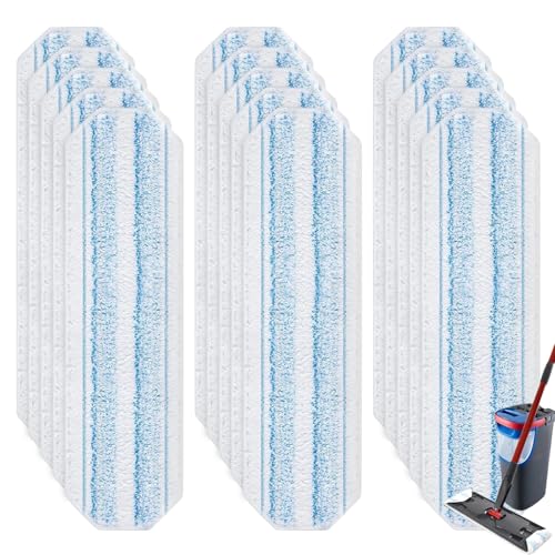 BYOFI 15 Pack Microfiber Mop Pads for O-Cedar H2prO Flat Mop System Washable and Reusable Mop Replacement Heads for Floor Deep Cleaning Mop Pad Refills for Wet Dry Floor