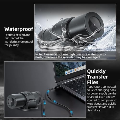 VSYSTO WiFi Helmet Camera HD 1080P 150° Wide Angle Lens Intelligent Vibration Detection Power on/off, Starlight Night Vision Waterpoof Bike Motorcycle Helmet Dash Cam, Loop Recording, G-sensor (Black) - Image 6