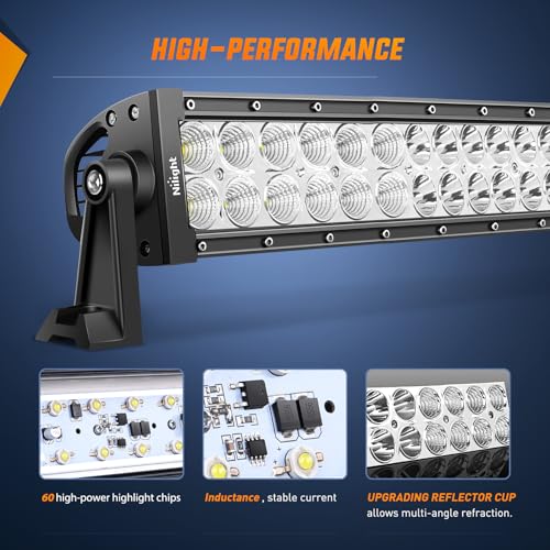 Image of Nilight 32 Inch 180W Spot Flood Combo Led Light Bar 2Pcs 18W 4Inch Spot LED Pods Driving Off Road Lights with 14AWG Wiring Harness Kit-3 Leads for Van Car Pickup Golf Cart ATV UTV SUV Truck Boat