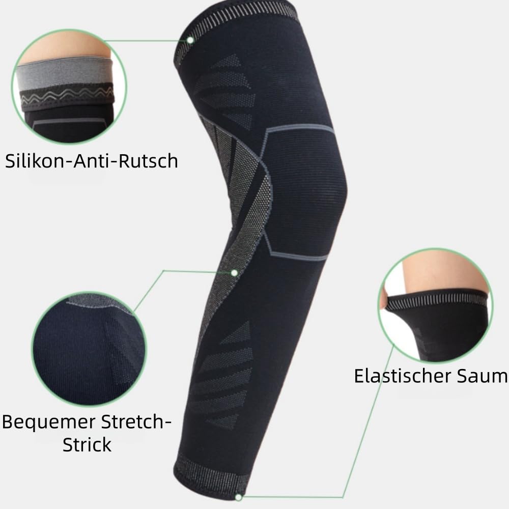 FlexGuard Kompressionsbandage - Schluss mit Knie- & Beinschmerzen lang, rutschfest für Herren & Damen für Laufen, Basketball & Radfahren,Bein & Wadenstützen