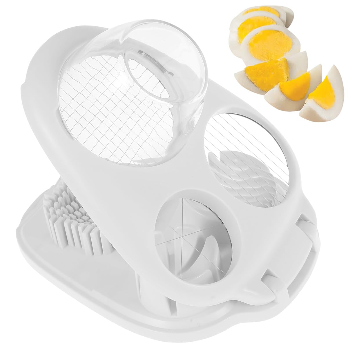 Egg Slicer for Boiled Eggs, 3 in 1 Stainless Steel Egg Cutter,Multifunctional Boiled Egg Cutter, Reusable Mushroom Slicer Salad Slicers Portable Eggs Dicer for Soft Fruit Mushroom Strawberries