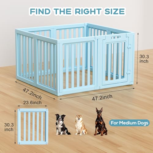 Image of Dog Playpen Indoor,Puppy Playpen,Blue 30.3 inch H,8 Panels | Dog Play Pen Indoors with Open View,Tool-Free Setup,Multi-Shape Setup,Dog Pen for Dogs,Cats & Puppies