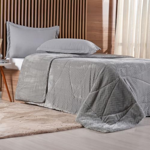 Edredom King Plush Sense Dupla Face 100% Poliéster 250x270cm Platina
