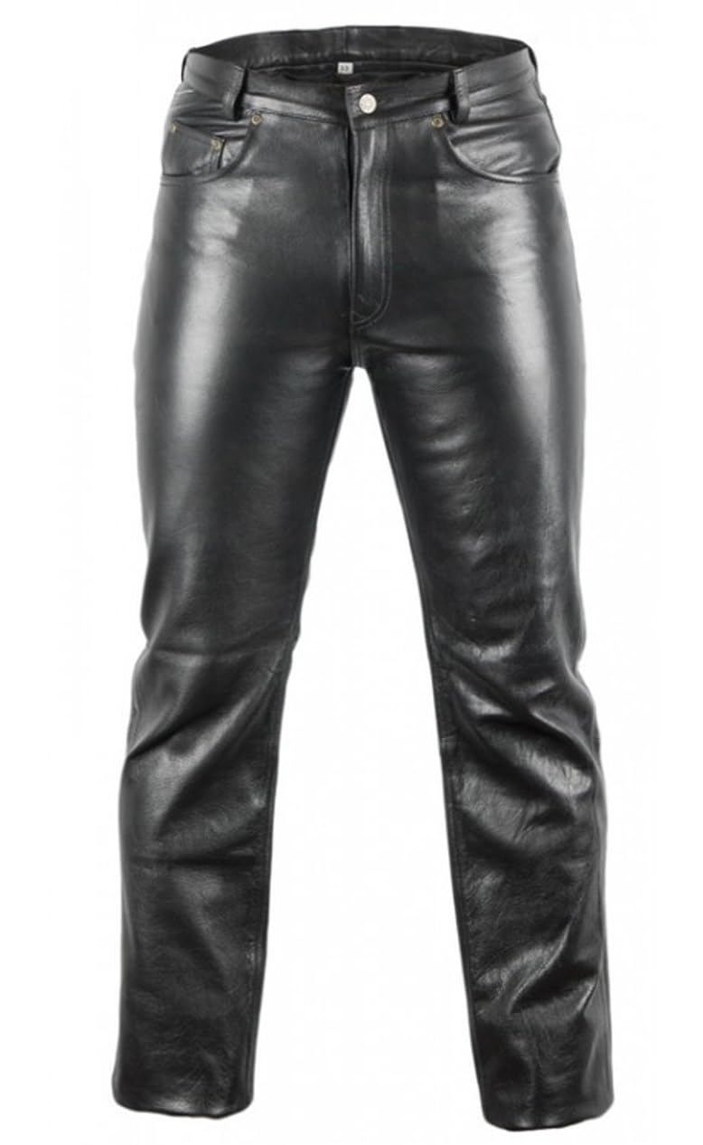 MDM Lederjeans Bikerjeans Lederhose in schwarz