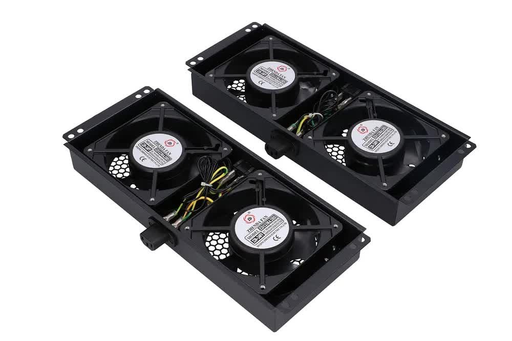 Extralink, Ventilatore rack progettato per rack in piedi, cavo da 2 metri con spina europea in dotazione, 2 pannelli, totale 4 ventole.