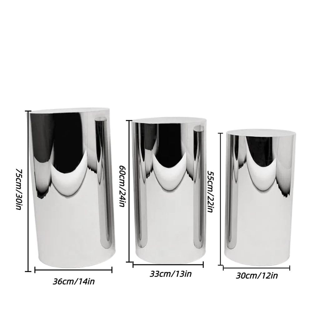 3/5 Pezzi Supporto Tavola Dessert, Colonne in Acciaio Inox per Tavola Dessert, Piedistalli per Display, Supporto per Racks di Torta, Ideale per Matrimonio e Feste,Medium 3piece Set