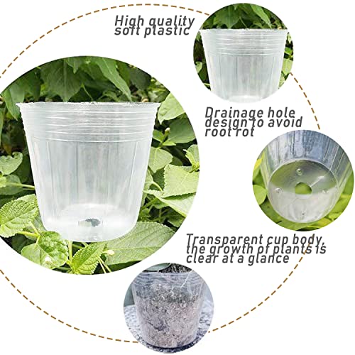 Baaxxango 48 Pcs Plant Nursery Pots,Transparent Plastic Gardening Pot,Soft Clear Plastic Planter With Drainage Hole For Seedling Succulent Vegetable With 48 Labels,6/5/4/3 Inch #TOP2