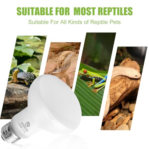 Image of Reptile Heat Lamp Bulbs, Simulate Natural Sunlight Heat Light Bulb, 2 Pack 100W Amphibian Terrarium Basking Spot Lamp for Reptile, Bearded Dragon, Lizard, Turtle, Snake