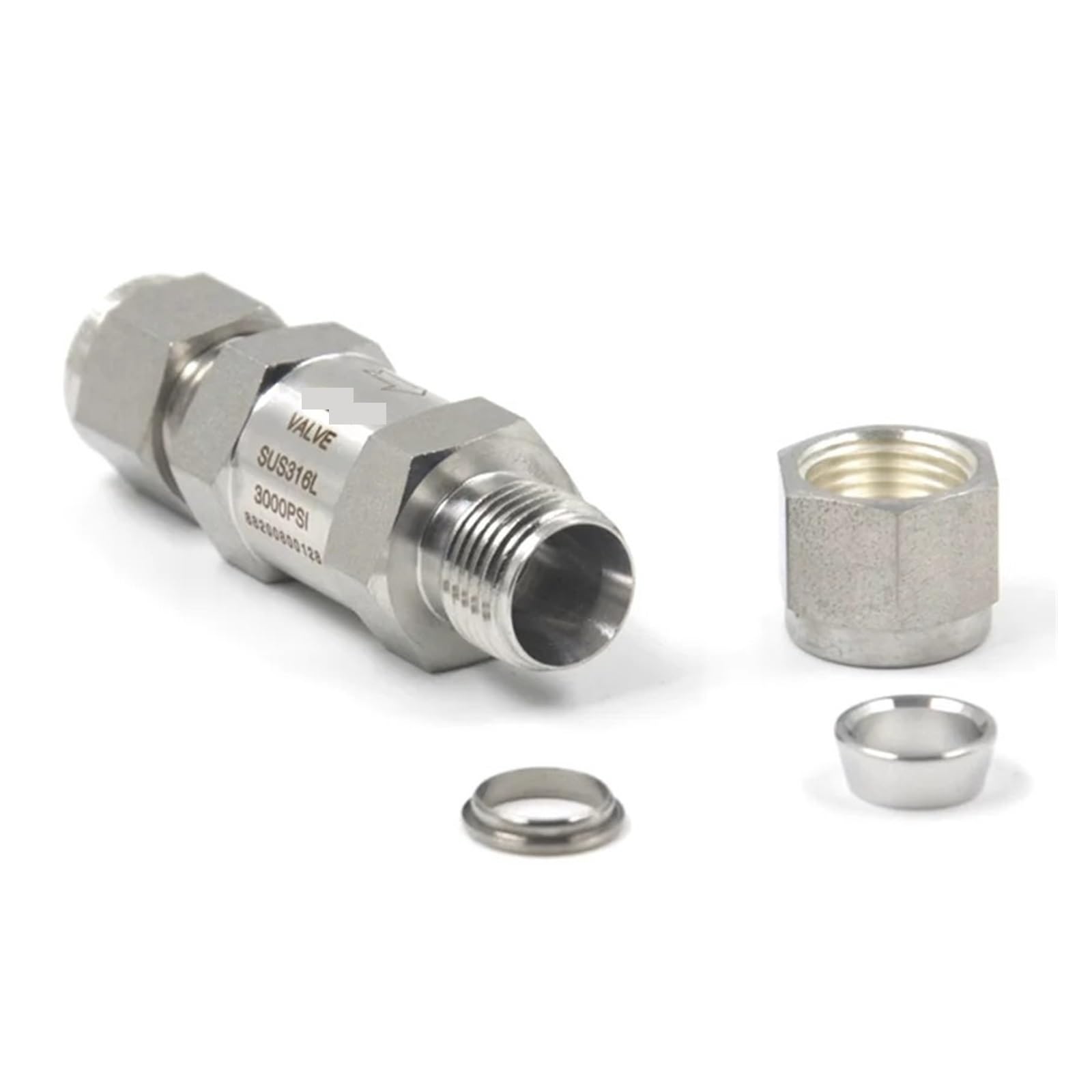 Clapet anti-retour inox 316 10mm à compression 3000 psig pour blocage unidirectionnel des fluides