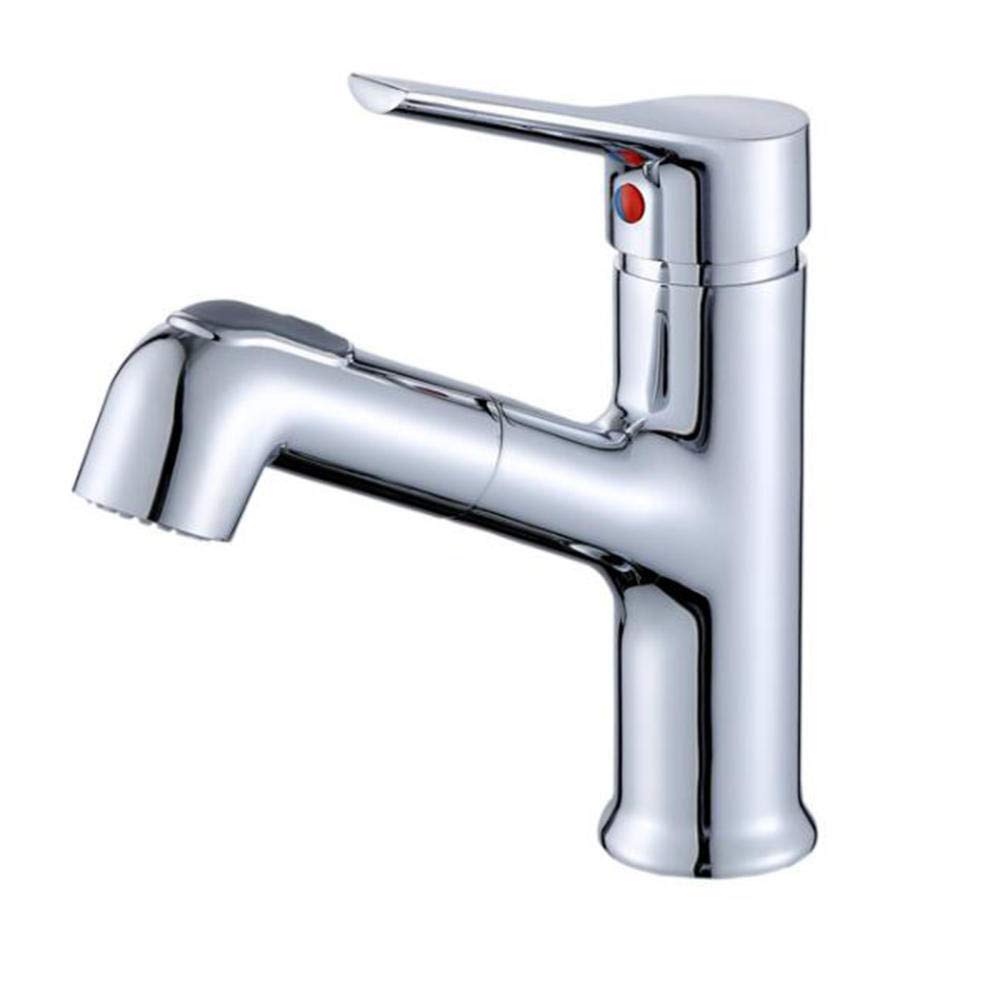 Robinet de lavabo haut de gamme en laiton chromé avec buse télescopique intégrée