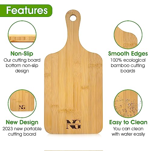 Nestablegoods Rubber Wood Cutting Board with Handle - Non Slip Design with 100% Ecological Bamboo cutting boards - Chopping Board Great for Cutting Fruits, Cheese Vegetables - Image 5