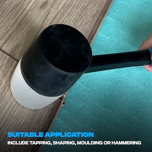 Image of OX Combination Rubber Mallet Nonmarking Rubber Mallet Hammer with Fibreglass Handle Multicolour 24 oz | Bounce-resistant, non-marking rubber mallet with ergonomic fiberglass handle for tile setting and general use.