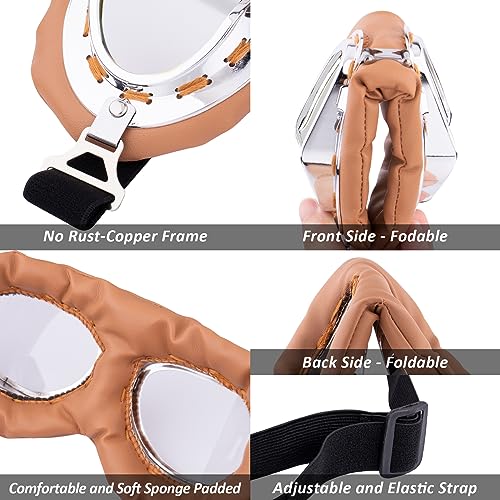 Image of Peicees Vintage Helmet Goggles Motorcycle Goggles Bike Motorcross Pilot Goggle