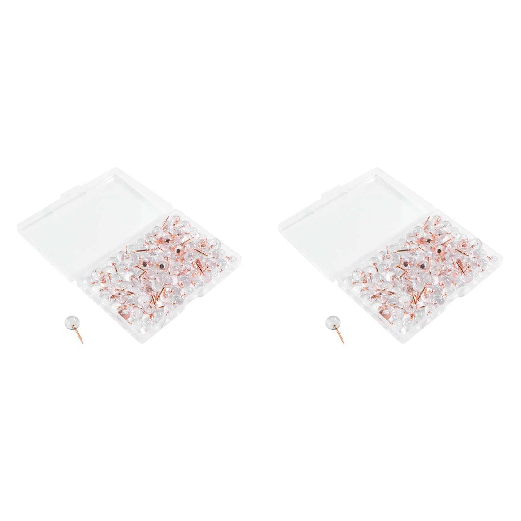 Jnchdghwa 200Pcs Rose Gold Push Pins ThumbTacks Transparent Plastic Round Head Map Tacks