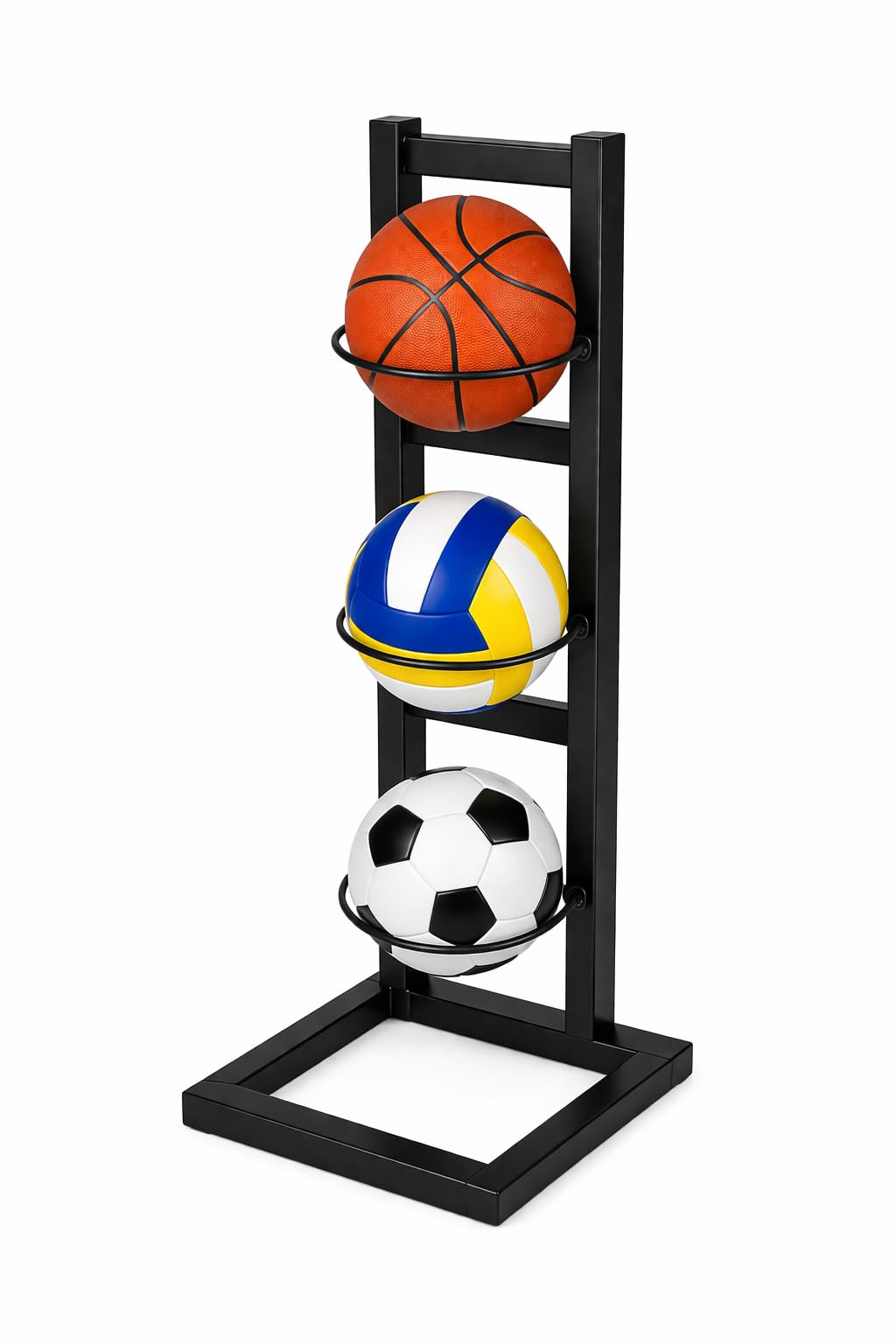 Ragro Sports Ball Stand | Portable and Multiple Stand for Football, Basketball and Volleyball| 3-Tier Cube Garage Sports Organizer Indoor