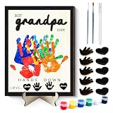 GTYRERO Best Grandpa Ever Hands Down Sign, 12 Inch DIY Handprint Gift Kit for Grandpa with All Accessories, Toddler Crafts Keepsake from Grandchildren for Papa Great Grandpa