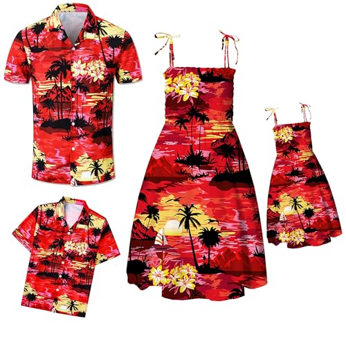 Image of SANGTREE Family Matching Hawaiian Outfits , Casual Beach Travel Clothes ,Vacation Clothing Set for Women & Men & Girls & Boys