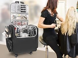 Valigetta Per Trucco Professionale - Zaino Barbiere, Impermeabile, 48x35x70cm, Nero - Foto 8