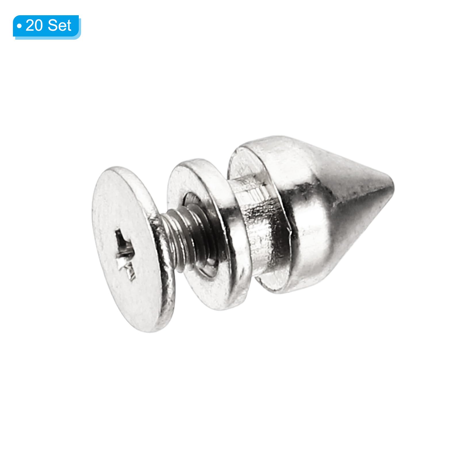 PATIKIL 12mm Studs for Clothing 20 Sets Studs and Spikes Leather Rivets Cone Spikes Metal Screw Studs for Clothing Leather Crafts Fabric Shoes Punk Bag Leathercraft - Image 3