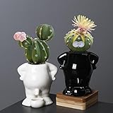 Funny Ceramic Pots for Plants Body Vase, Cute Penis Planter Flower Pots, Novelty Peeing Planter Pot with Drainage, Unique Cactus Succulent Plants Pot for Indoor/Outdoor Plant, Birthday Gift (Black)