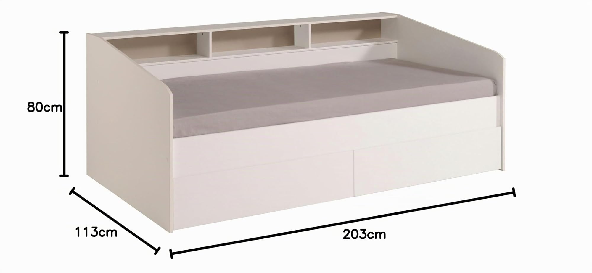 Miroytengo Cama Juvenil Style Color Blanco con cajones y estantes Personalizables habitacion Infantil Moderna 80x203x113cm