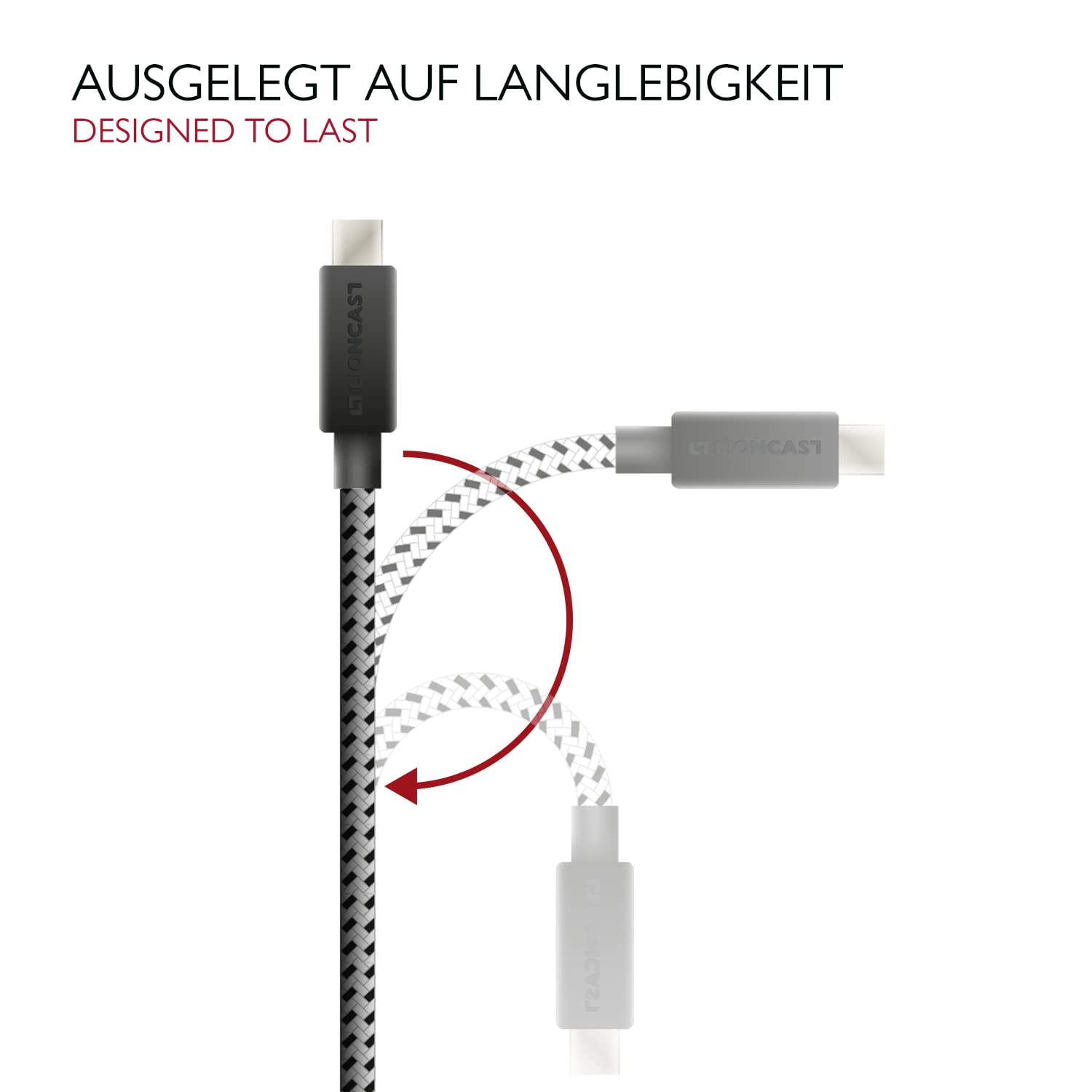 Lioncast Cable de carga para PS5 | 3,5 m + 0,5 m cable de carga rápida para Sony Playstation | Cable controlador para Dual Sense | Cable con revestimiento de nailon (protección contra torceduras)