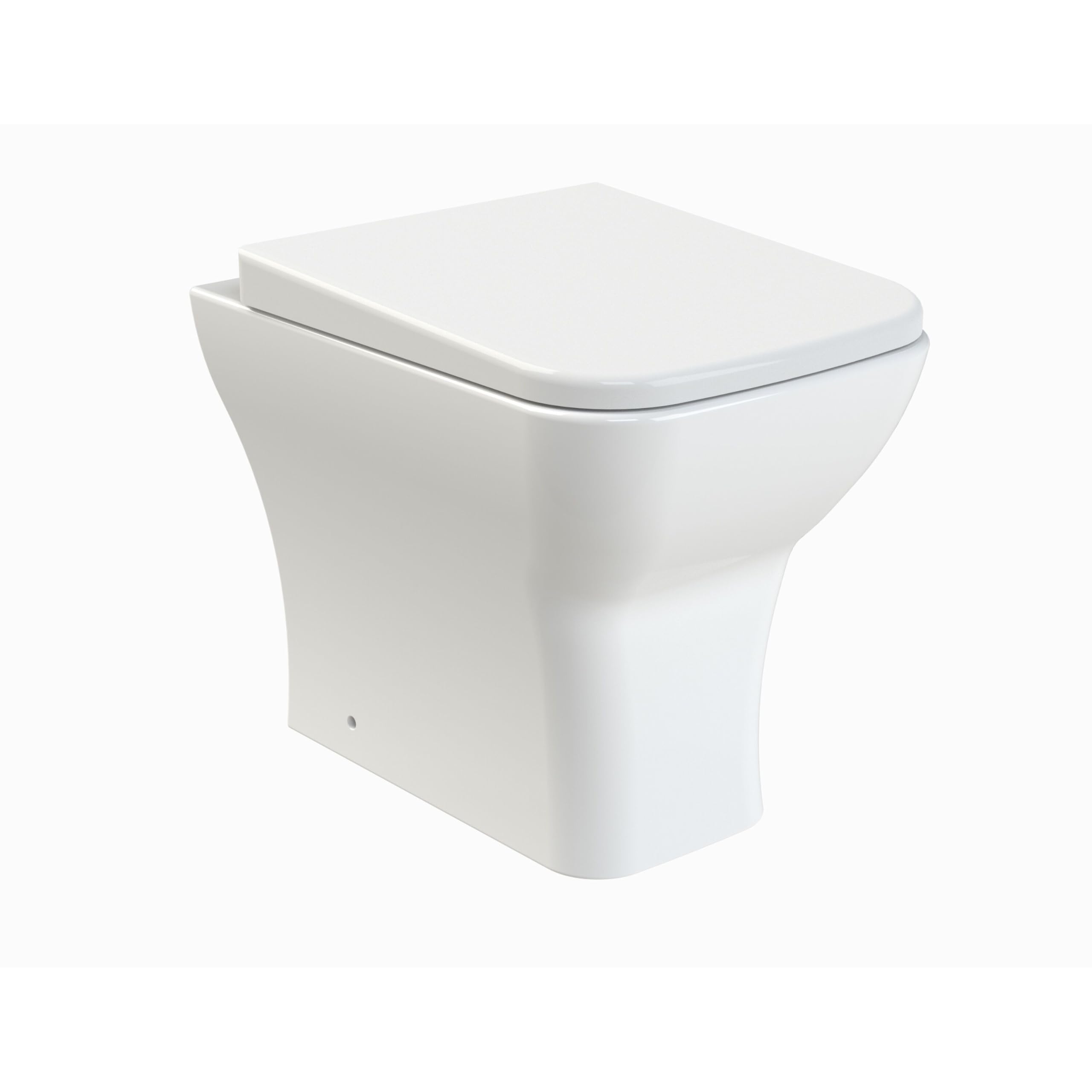 Balterley White Square Back To Wall Toilet Pan & Soft Close Seat, Rimless Back To Wall Toilet Unit, Space Saving Toilets For Bathroom, Btw Toilets For Bathrooms - 365Mm X 500Mm X 410Mm (White)