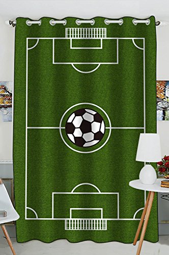 Custom Soccer Field Football Pitch Blackout Curtains Window treatment Panel Drapes 52(W) x 84(H) inches (One Piece)