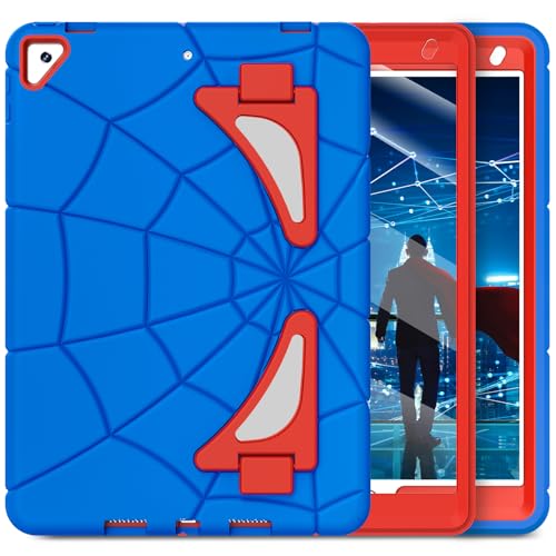 Image of Nitupai iPad 10.2 Case for 9th /8th /7th Generation (2021 /2020 /2019) - Kids' Shockproof Cover With Stand and Screen Protector for Boys and Children, Blue+Red