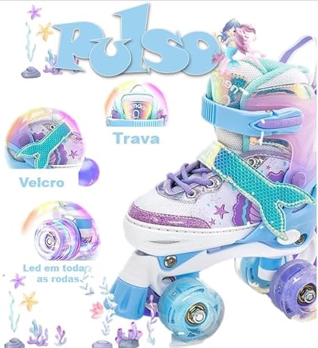 Patins Roxo para meninas Tamanho P - 29 a 32, Crianças, patins para iniciantes, Ambientes externos,