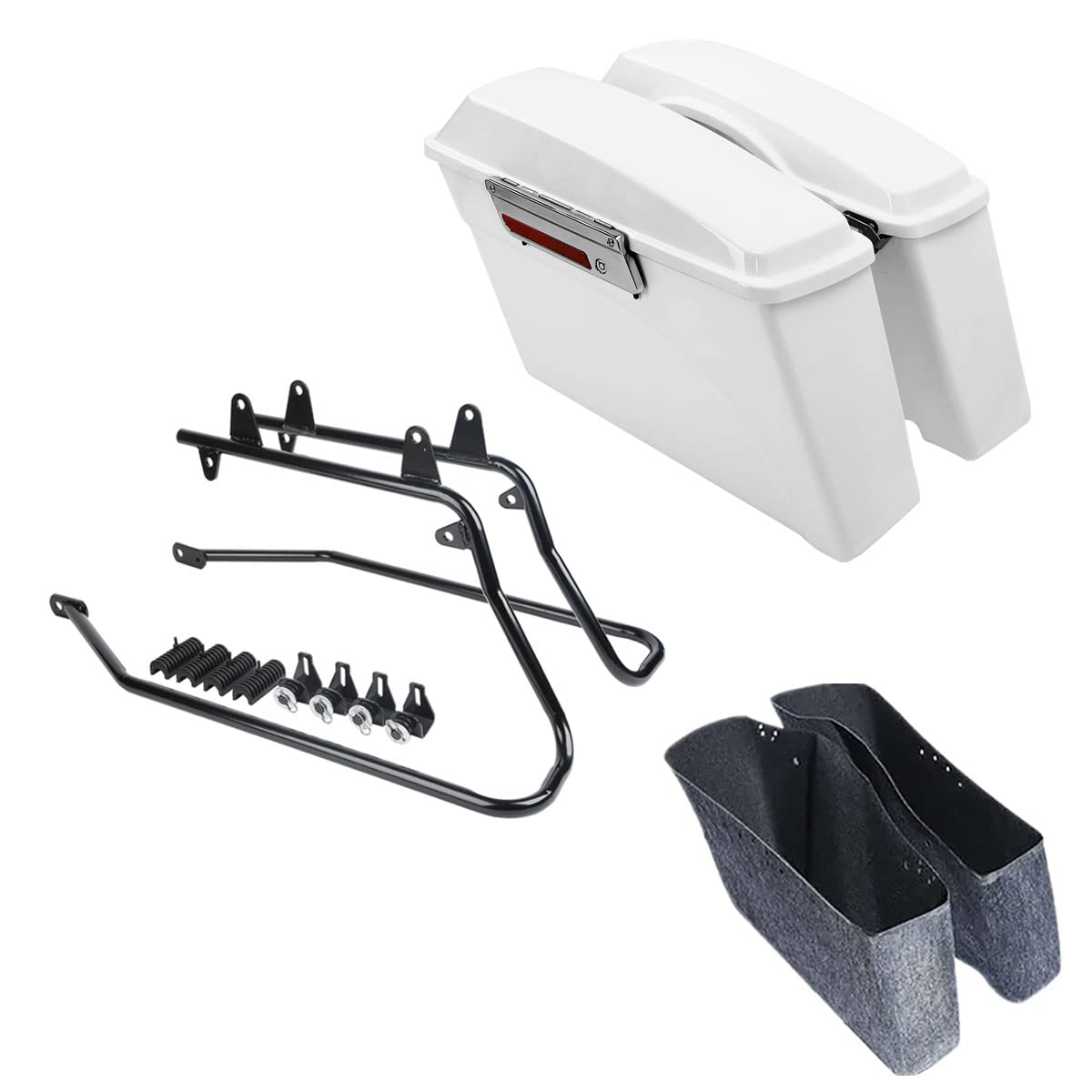 TCMT Hard Saddlebag &amp; Liners Carpet Insert + Conversion Bracket Kit Fits For Harley Heritage Softail Softail Deluxe 1984-2017(except for Deuce Model Softail Slim Models)