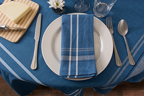 DII French Stripe Tabletop Collection Farmhouse Style Dining Table Linen Tablecloth, 60x120, Blue Chambray - Image 3