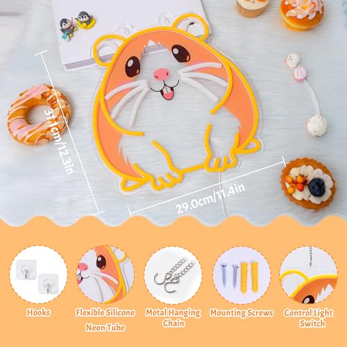 Image of CoolGift Mart Guinea pig Neon Sign, Dimmable Wall Decor Light. Birthday Party Decorations for Home, Patio, Garden, Bars, Restaurants, Hotels, Stores, Clubs, Gift for Friends Family and Kids