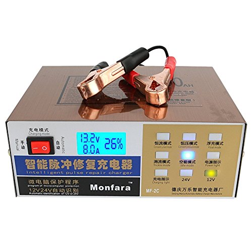 Cargador de batería para moto coche inteligente automático de 12 V 24 V (DC)/130 V-250 V (AC) Cover