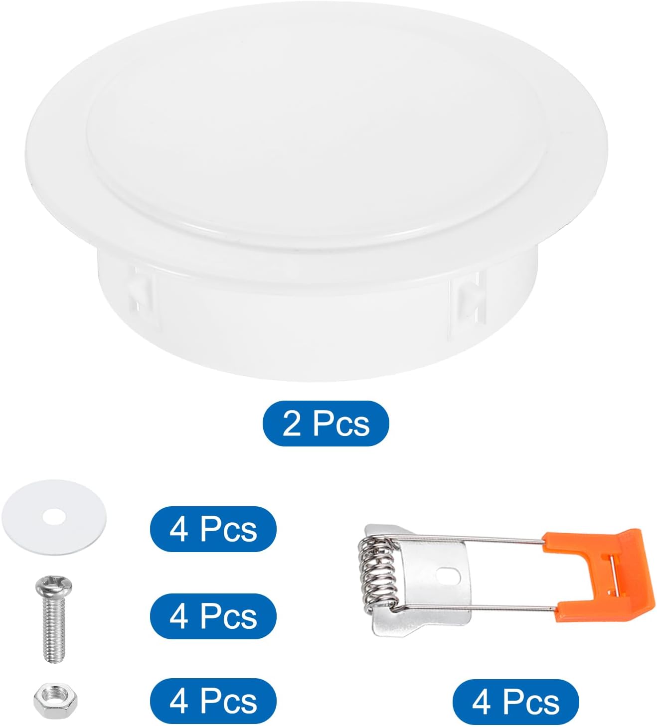 PATIKIL 2Pack 5.2" Spring Ceiling Cover Plate, Recessed Light Trim Wall Mount Downlight Hole Cap Decorative Panel with Buckle Suitable for 4.1-4.9" Round Hole Glass Ceiling Openings, White