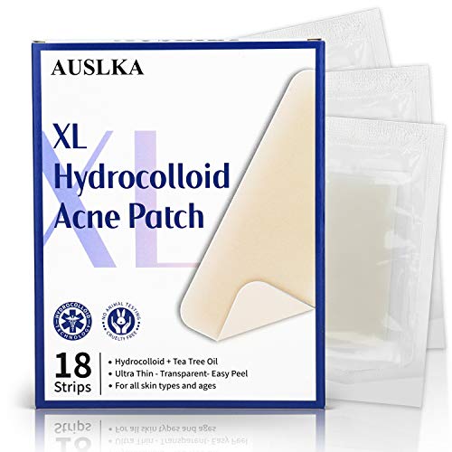 AUSLKA Large Blemish Pimple Patches XL (18 Strips), Hydrocolloid Spot Dots, Blemishes Patch, Pimple Stickers, For Face Acne Absorbing Cover Patch
