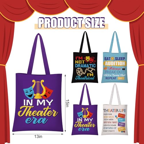 Image of Paterr 4 Pack Theater Tote Bags Gift for Drama Actors and Students,Theatre
