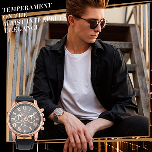 Outus 26 Pack Assorted Platinum Wrist Unisex Watch Wholesale Quartz Watch Sets for Women Men Ladies with PU Leather Belt