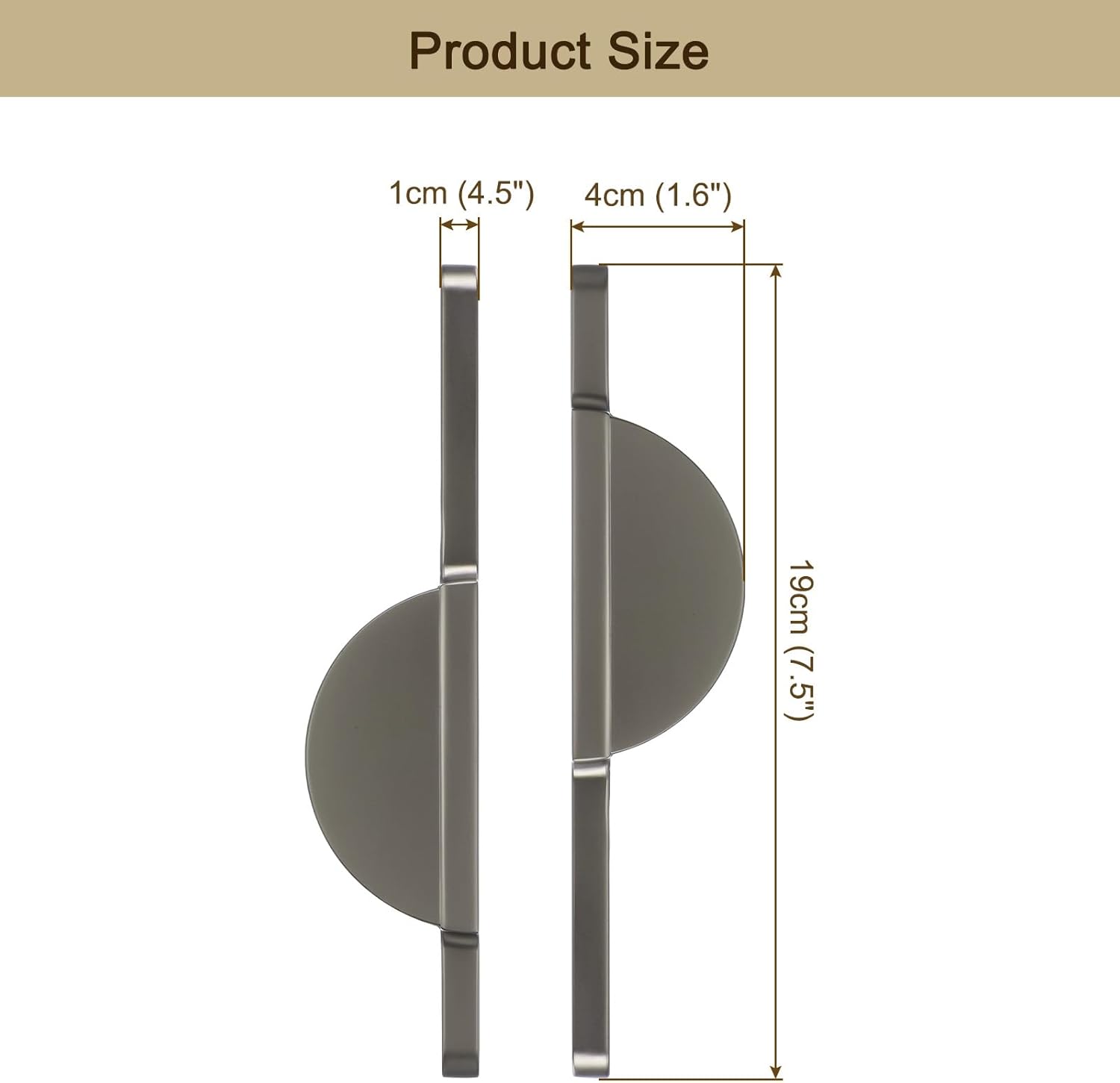 uxcell 4 Pack Grey Cabinet Pulls, Semicircle Kitchen Cabinet Handles 2-1/2 Inch (64mm) Hole Centers, Half Moon Cabinet Door Handles for Closet